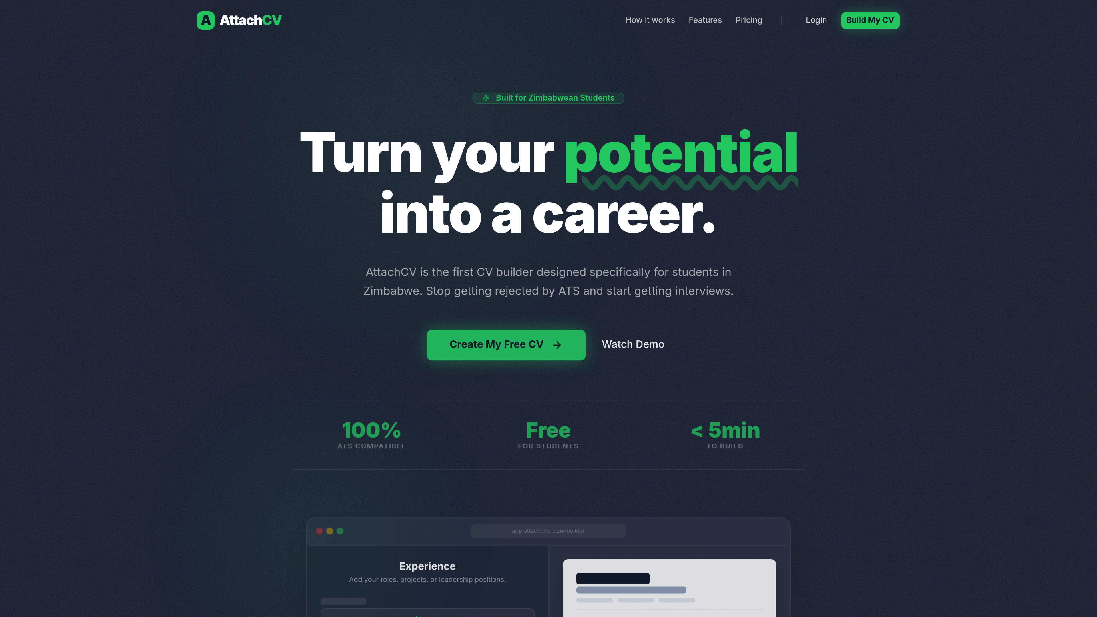 AttachCV landing page